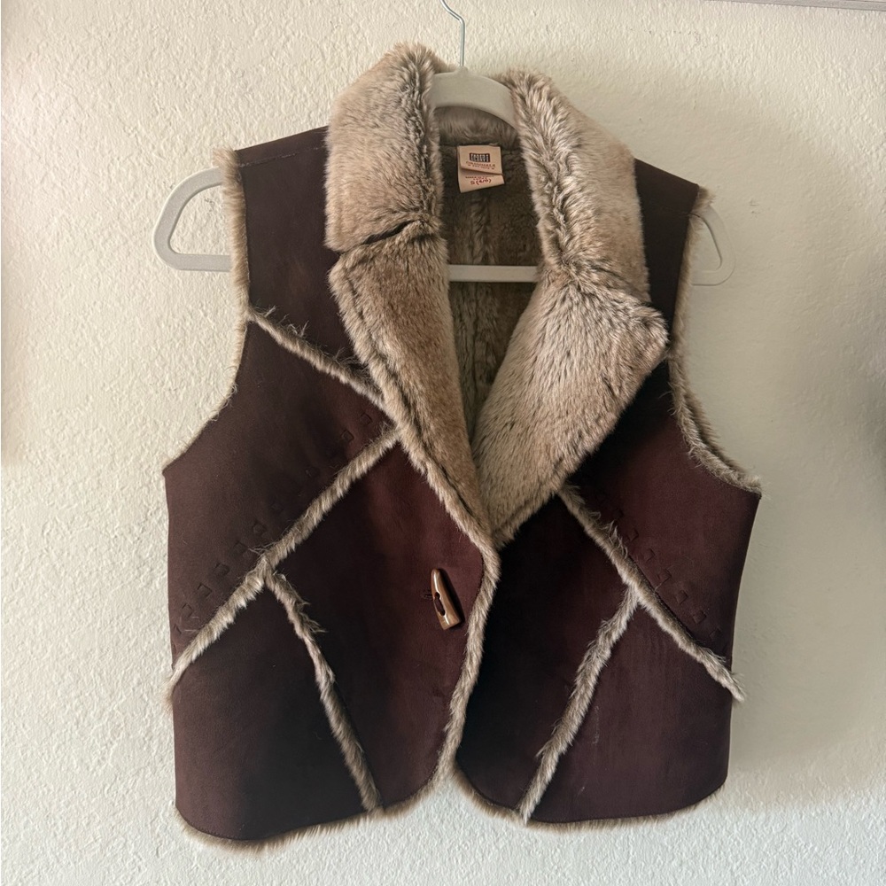 Faded Glory Tan Faux Fur Vest